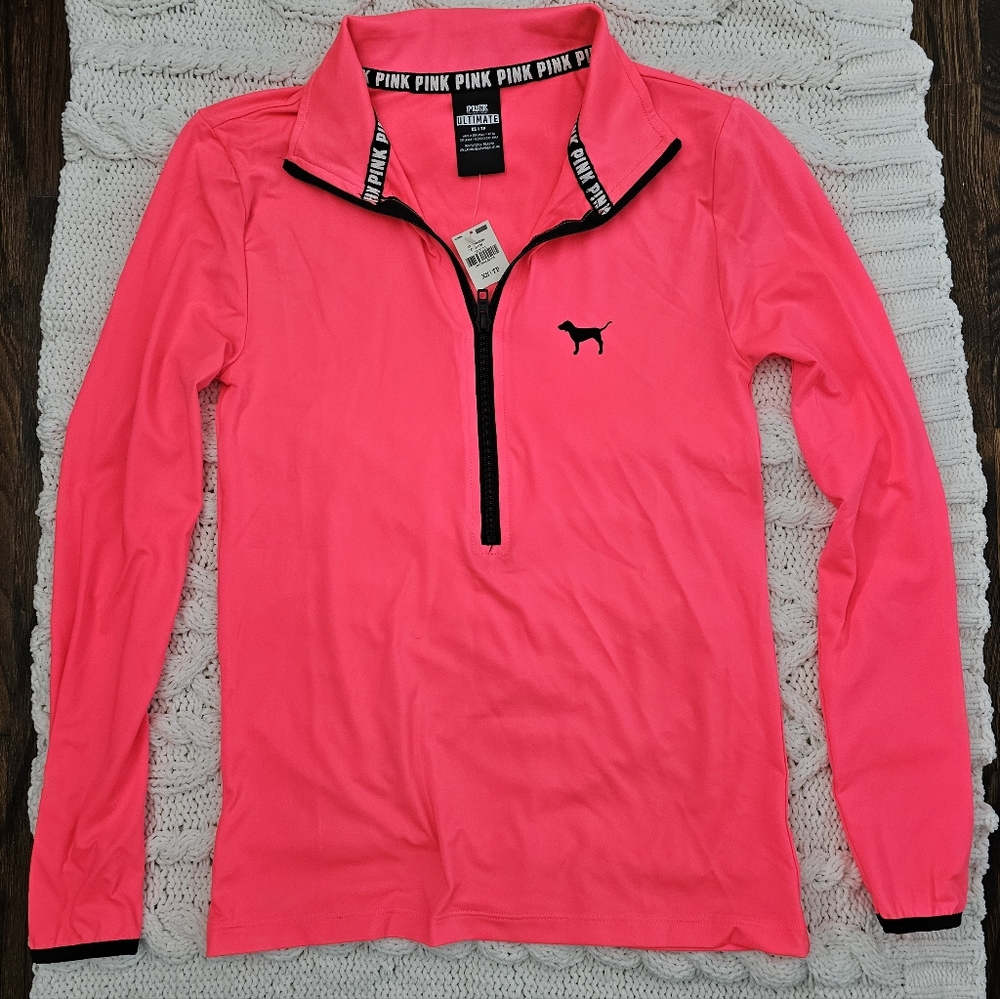 Pink by Victoria Secret, Hot Pink Color Ultimate Active Long Sleeve Top, Size XS